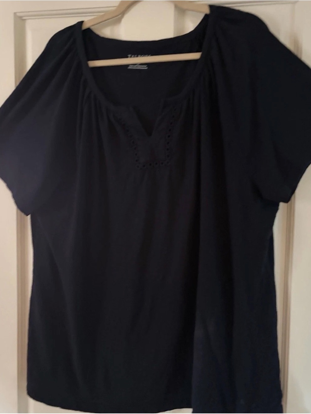 2X Talbots Black Blouse with Crochet Work